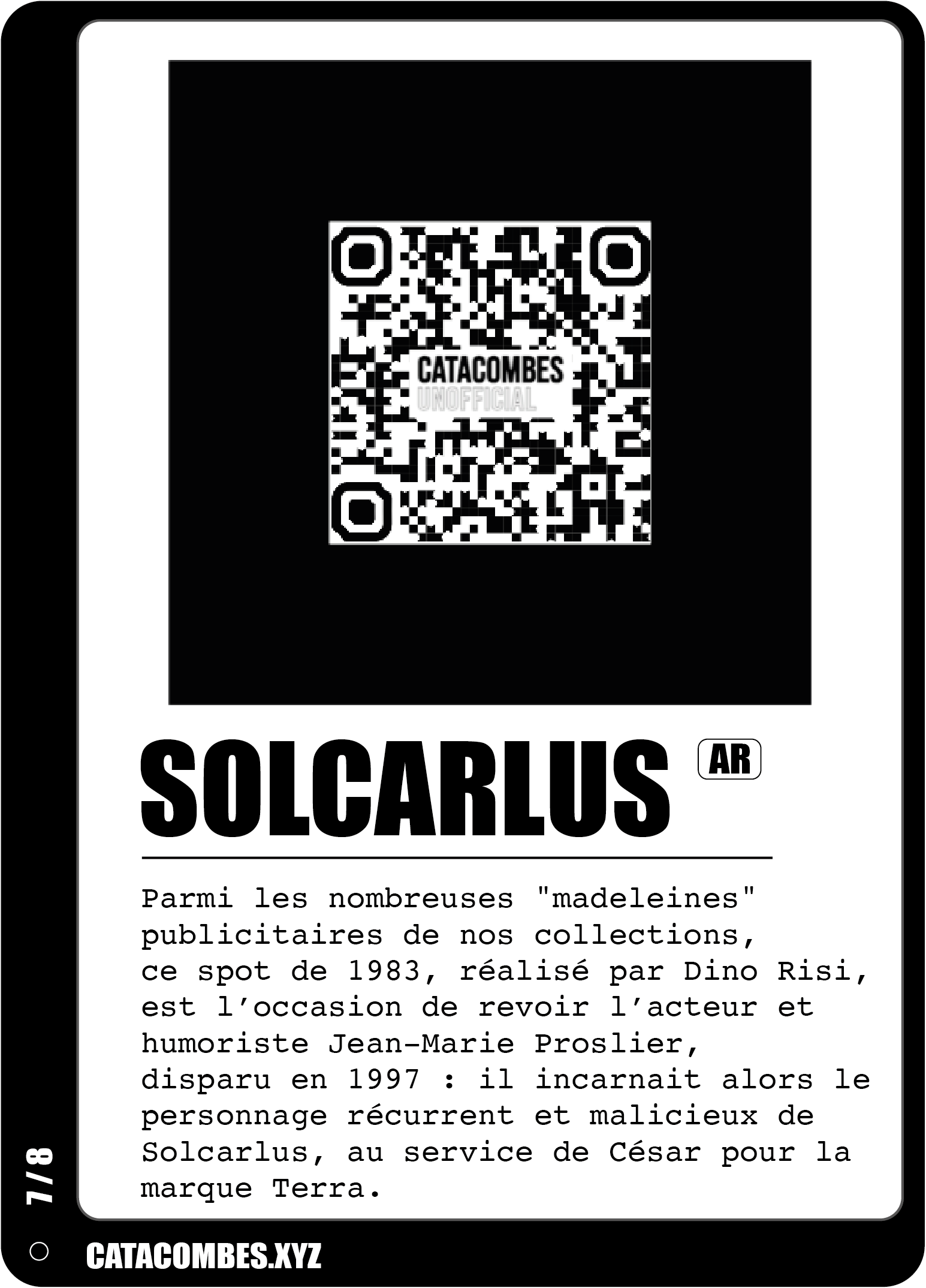 QR code permettant de faire apparaitre la salle Solcarlus en AR ainsi que des informations