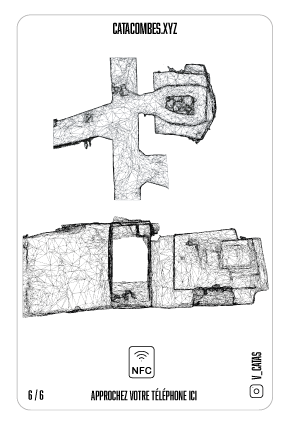 Affiche le verso de la carte AR des catacombes interdites qui permet de faire apparaitre une salle en AR