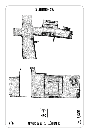 Affiche le verso de la carte AR des catacombes interdites qui permet de faire apparaitre une salle en AR